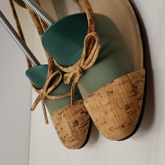 Vintage Rare Vaneli Cork & Mesh Bow Accent Ballet Flats Size 9.5 M - Picture 7 of 16